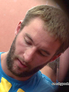 The SneakyPeek cameraman was thrilled to find the sexy bearded guy came back into the swim cubicle and drying off after the pool!  by Sneaky Peek by Sneaky Peek image #1