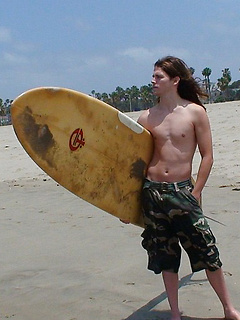 Surfer Dude Spanks It By The Beach