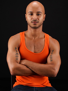 Bald ebony muscle man Simon strokes dick and shoots a load by ChaosMen by ChaosMen image #8