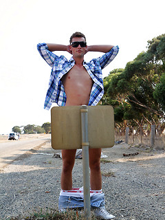 Aussie boy Lincoln Ashby stops for a roadside wank by Bentley Race by Bentley Race image #6