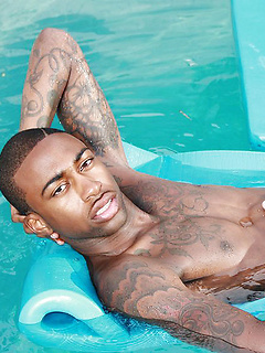 Pool plunge with Ebony muscle boy Rob by BlackNHung by BlackNHung image #5