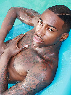 Pool plunge with Ebony muscle boy Rob by BlackNHung by BlackNHung image #6