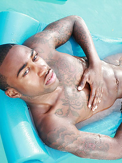 Pool plunge with Ebony muscle boy Rob by BlackNHung by BlackNHung image #7