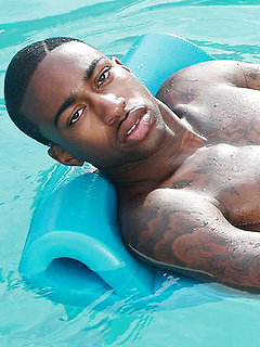 Pool plunge with Ebony muscle boy Rob by BlackNHung by BlackNHung image #9