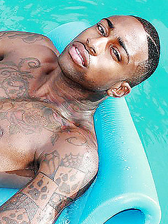 Pool plunge with Ebony muscle boy Rob by BlackNHung by BlackNHung image #13