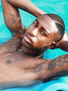 Pool plunge with Ebony muscle boy Rob by BlackNHung by BlackNHung image #14