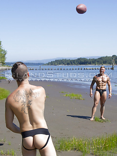 Football Nude #15: First Time Bromance! Beefy Jock 9" Parker & Little Lloyd, Kiss, Pee Together & Sweat in Hot Duo Action! by Island Studs by Island Studs image #7
