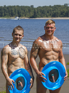 Football Nude #15: First Time Bromance! Beefy Jock 9" Parker & Little Lloyd, Kiss, Pee Together & Sweat in Hot Duo Action! by Island Studs by Island Studs image #10