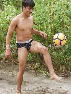 Uncut Guillermo: Cute Happy Soccer Jock Twink, Pees x2, Jogs & Works Nude, Shoots Fountains of Mexican Milk! by Island Studs by Island Studs image #6