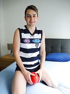 Hung Aussie Nate strips out of his footy gear by Bentley Race by Bentley Race image #2