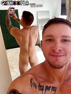 Tatted Jeremiah Cruz Oils Up His Uncut Cock And Rubs One Off! by Gayhoopla by Gayhoopla image #1