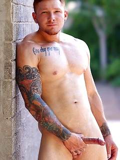 Tatted Jeremiah Cruz Oils Up His Uncut Cock And Rubs One Off! by Gayhoopla by Gayhoopla image #11
