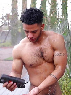 Cum-Covered Arturo Torres Rinses Off Under Grey Skies by Gayhoopla by Gayhoopla image #2