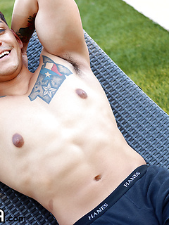 Bulky Marine George Silva Busts And Licks His Cum Off His Stomach! by Gayhoopla by Gayhoopla image #1