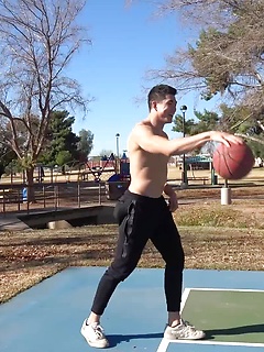 Tall Jock Sean Lee Shoots Some Hoops and Jerks His Uncut COCK by Gayhoopla by Gayhoopla image #20