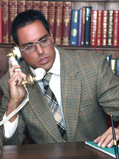 Marcello interviews a new male assistant on the phone then wanks hard