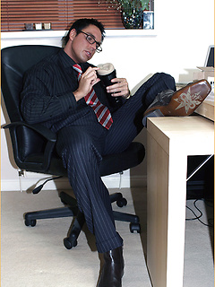 The feel of Marcello's long sheer socks and suit turns him on so much that he fucks a fleshlight by With Marcello by With Marcello image #2