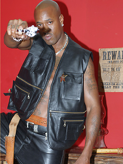 Gay black stallion wearing leather pulls his huge erection hard by With Marcello by With Marcello image #7
