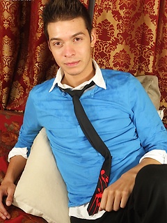 Gorgeous Matt Steele eating his own cum after masturbating.
