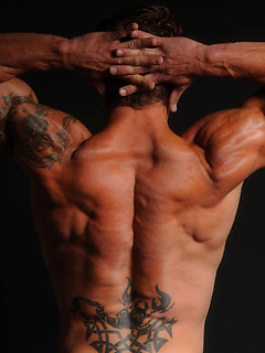 Muscular dudes Bryce Evans and Sam Northman