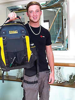 Young Straight Electrician Wanks his Rock Hard Uncut Cock & Cums Using his Tools! by English Lads by English Lads image #4