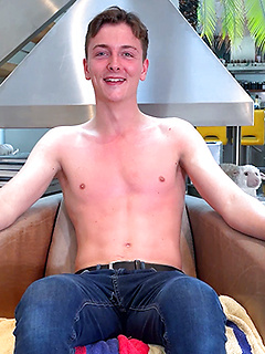 Young Ultra Lean Lad Wanks his Uncut Cock & Squirts Cum all over himself!