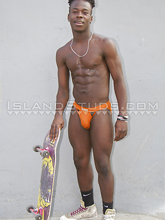 Uncut Tyreke Skates Nude! Haitian Jock Returns for the Holidays: Pumps Iron, Pees, Basketball, Yoga & Santa Blasts 7 Loads only here! by Island Studs by Island Studs image #3