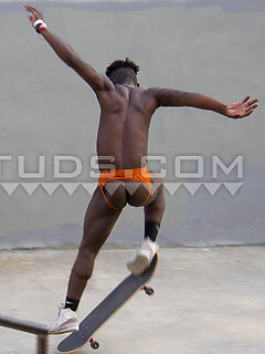 Uncut Tyreke Skates Nude! Haitian Jock Returns for the Holidays: Pumps Iron, Pees, Basketball, Yoga & Santa Blasts 7 Loads only here! by Island Studs by Island Studs image #4