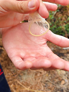CONDOM FISHING - EMPTYING OUT USED CONDOMS AND DRAINING THEM 4 SPUNK' 2 FUCK UP FIT BOY by HungYoungBrit by HungYoungBrit image #4
