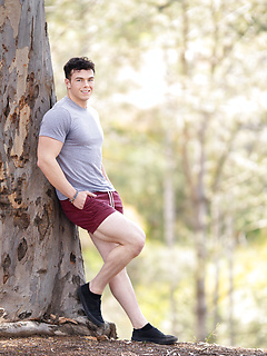Hunky gay bodybuilder Clark Reid flashes his ass outdoors before posing naked by SeanCody by SeanCody image #2