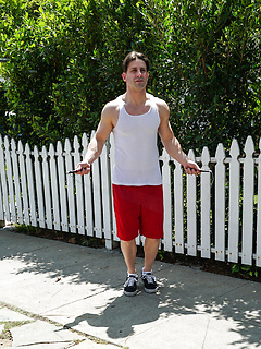 Rick strips outdoors then sucks a cock for money and gets fucked on the floor by Reality Dudes by Reality Dudes image #1