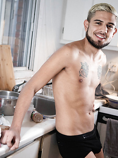 Gay blonde Alex Montenegro has kinky kitchen sex with his muscular roommate by Bromo by Bromo image #2