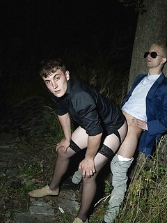 Gay perverts Tom Bacan and Jakob De Lung having anal sex in public