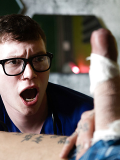 Nerdy twink Bo Sinn takes injured inked dude Marco Bianchi&#39;s cock in his ass by Bromo by Bromo image #2
