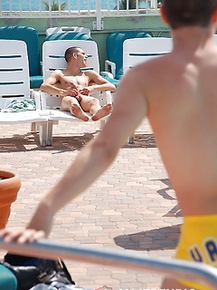 Gay hotties Jaeden James & Roberto Santiago suck & fuck each other poolside by Jalif Studio by Jalif Studio image #1