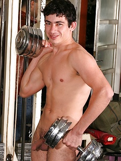 Gay brunette Gibson shows his hard dick & nice booty while lifting weights by Jalif Studio by Jalif Studio image #20