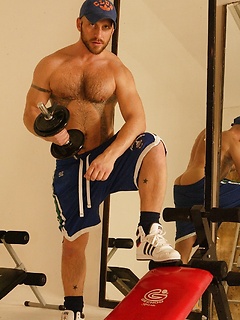 Strong hairy gay athlete Aitor Crash strips naked while lifting weights by Jalif Studio by Jalif Studio image #3