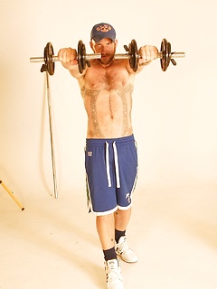 Strong hairy gay athlete Aitor Crash strips naked while lifting weights by Jalif Studio by Jalif Studio image #6