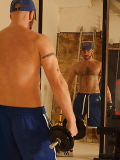 Strong hairy gay athlete Aitor Crash strips naked while lifting weights by Jalif Studio by Jalif Studio image #7