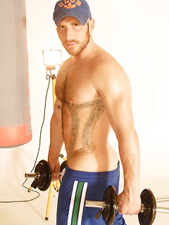 Strong hairy gay athlete Aitor Crash strips naked while lifting weights by Jalif Studio by Jalif Studio image #10