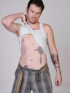 Tattooed gay man Luke Cross shows his naked body and hard dick by Jalif Studio by Jalif Studio image #3