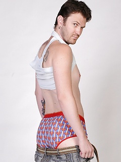 Tattooed gay man Luke Cross shows his naked body and hard dick by Jalif Studio by Jalif Studio image #7