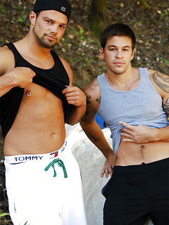 Handsome twinks Brodie & Ricky M enjoy hot oral sex while camping in the woods by Nextdoor Buddies by Nextdoor Buddies image #1