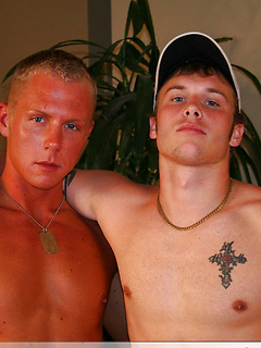 Blonde twink Riley deepthroats and blows brunette stud Denny's hard dick by Nextdoor Buddies by Nextdoor Buddies image #17