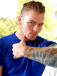 Tattooed gay model Zane Porter gets analized on the dining table by Mark Long by Nextdoor Buddies by Nextdoor Buddies image #1