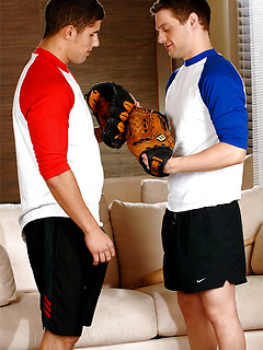 Baseball coach Andrew Blue kneels down and blows off pitcher Jimmy Clay by Nextdoor Buddies by Nextdoor Buddies image #1