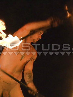 Acrobat Kreature Returns: Gardens Nude, 12 minute Nudist Fire Spinning, and Busts a Big Load! by Island Studs by Island Studs image #18