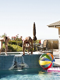 Three sexy boys - Joey Hard, Jake Farren & Hollis Emery in poolside threesome by Next Door Twink by Next Door Twink image #2