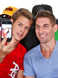 Cute gays Brad Rockwell and Alex Jordan ride each other's knob on a bed by Next Door Twink by Next Door Twink image #2