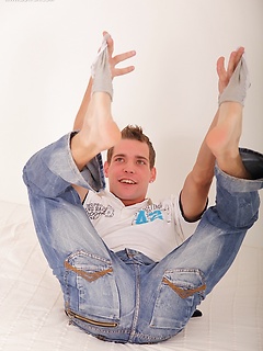 College guy Lonny Play busts a nut on his stomach. by BF Collection by BF Collection image #4